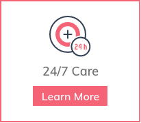 Pink Icons button for 24/7 care